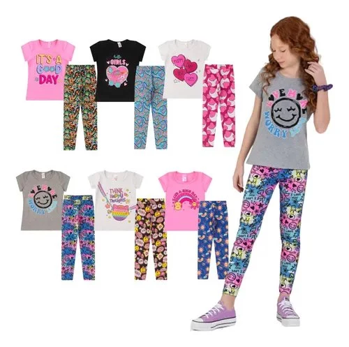 Kit 6 Peças Juvenil Menina Camiseta E Legging 1 A 16