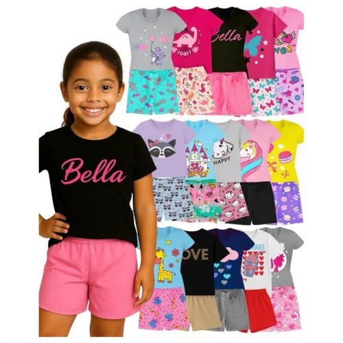 Kit 6 Peças Menina Roupa Infantil Shorts Verão