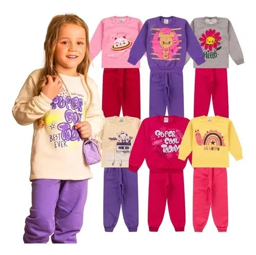Kit 6 Peças Moletom Menina Infantil Inverno Atacado Barato