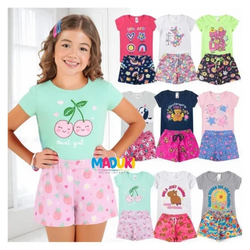 Kit 6 Peças Premium Infantil Juvenil Menina Verão 1 a 16 Conjunto Feminino
