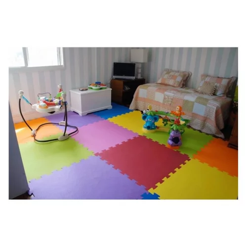 Kit 8 Tapetes de Eva Infantil Tatame para Bebe e Crianças Cores Sortidas 50x50cm com Encaixe