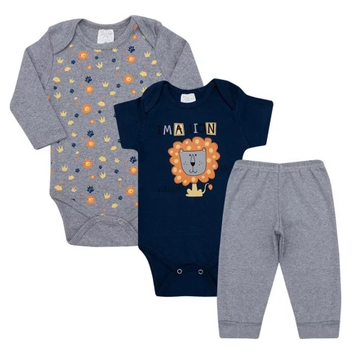 Kit body Bebê 3 peças, Manga Longa, Manga Curta E Calça Roupas de Bebê