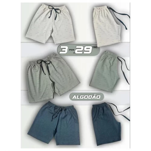 Kit Com 3 Bermudas Para Menino de Moletinho de Algodão Tam: 02 o 14