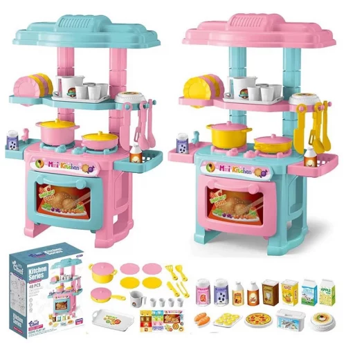 Kit de Brinquedos Mini Cozinha de Bonecas Jogo de Louça 48pcs - Brinquedo Educativo  para Estimular a Criatividade