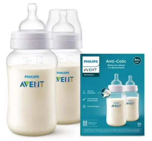 Kit duplo Mamadeira Anti-colic 330ml, Philips Avent Transparente