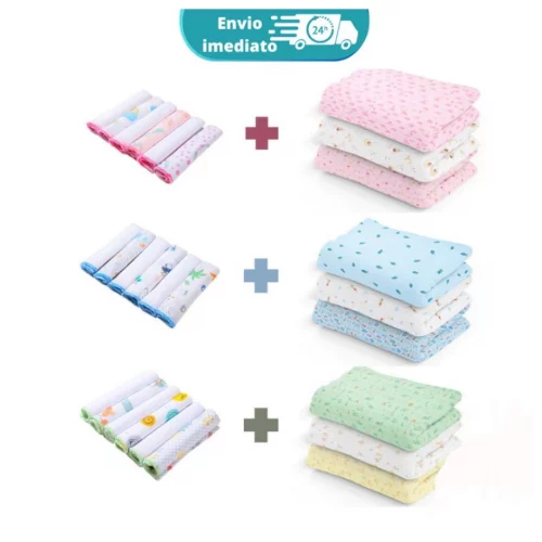 Kit Enxoval Cueiro e Paninho de boca ( 9 PEÇAS ) Bebê