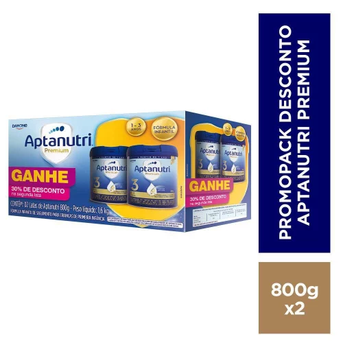 Kit Fórmula Infantil Aptanutri Premium 3 de 1 a 3 Anos 800G 2 Unidades