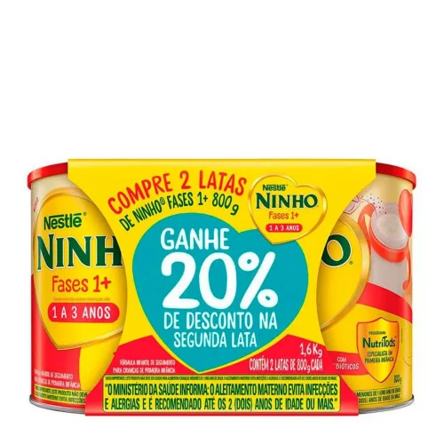 Kit Fórmula Infantil Ninho Fases 1+ 800g com 2 Unidades