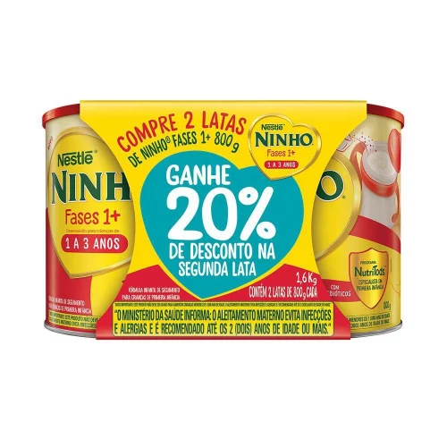 Kit Fórmula Infantil ninho fases 1+ Com 2 Unidades de 800g