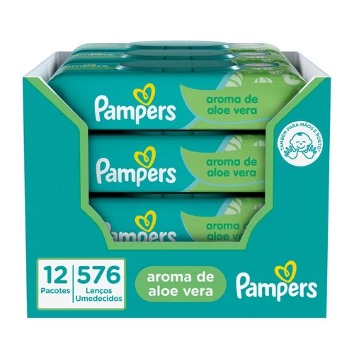 Kit Lenço Umedecido Pampers Aloe Vera 576 Un