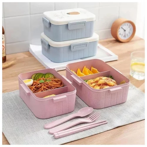 Lancheira Infantil BPA Free com Talheres, Divisórias e Travas – Compacta, Sustentável e Segura para Escola e Passeios! (Urso)