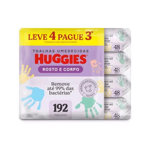 Lenço Umedecido Huggies 192 unidades (4 pacotes com 48 unidades cada)