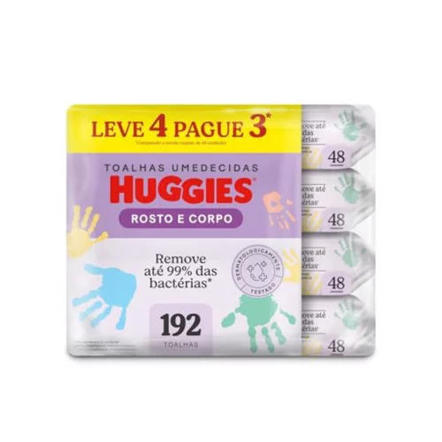 Lenços Umedecidos Huggies One & Done Leve 4 Pague 3 - 192 unidades, Huggies