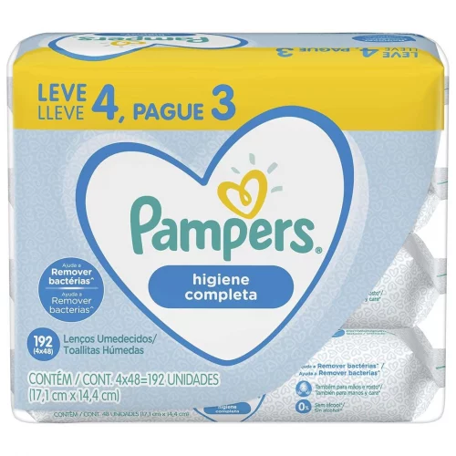 Lenços Umedecidos Pampers Higiene Completa - 192 lenços