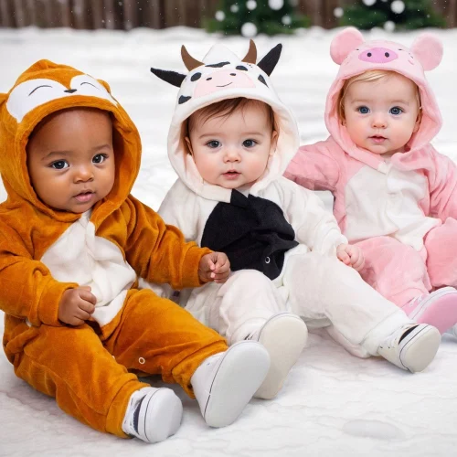 🛍️Macacão Plush para Bebê com Capuz Bordado - Diversas Cores até 12 Meses