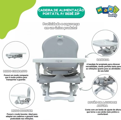 Maxi Baby Cadeira De Alimentação Portátil Cinza Zip