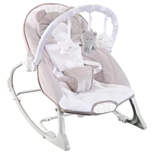 Maxi Baby  Cadeira de Descanso Bebê Musical Sons da Natureza  Caixa Vibratória  Cinto de 3 Pontos  Acompanha Travesseiro  Móbile de Brinquedos Removivel   Até 18kgs   Polar Bege