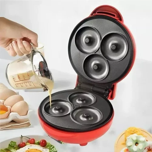 💖 *Mini Máquina de Donuts Elétrica 3 Furos - Cozimento Rápido 110V*