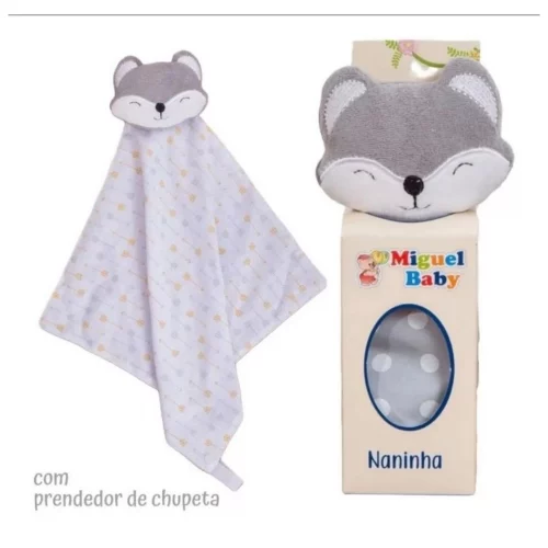 Naninha com Carinha Bichinho/Porta Chupeta bebê Pelúcia Toque Suave Soft