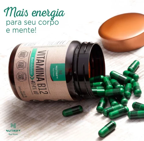Nutrify - Vitamina B12 - Metilcobalamina 414% VD - Multivitamínico - Suplemento Alimentar para o Metabolismo Energético - Vegano e Livre de Aditivos A...