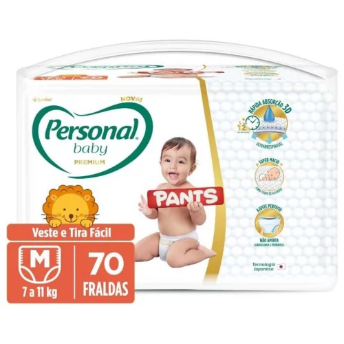 Personal Fralda Baby Premium Pants M, 70 Unidades