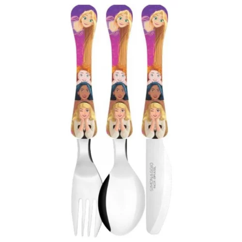 SIMONAGGIO Jogo de Talheres Infantil Disney Kids Princesas, 3 Peças