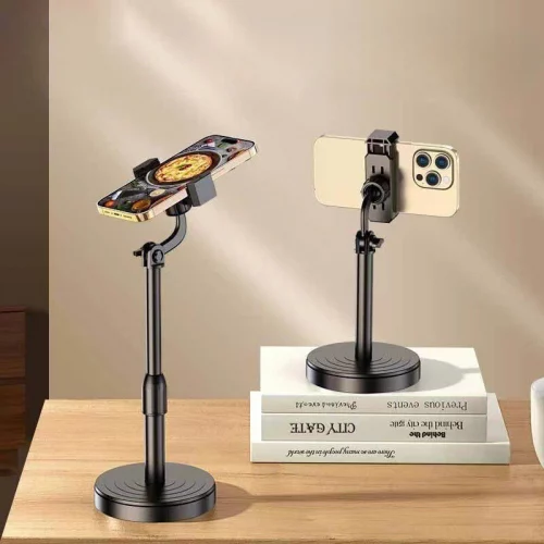 Suporte Tripé Para Mesa Com  Mini Pedestal Ajustável 360° Ideal Para Gravação de Videos