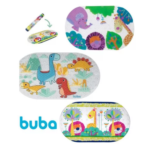 Tapete de banho Antiderrapante Infantil Buba com Ventosa para Box Banheira Infantil Diversos Modelos