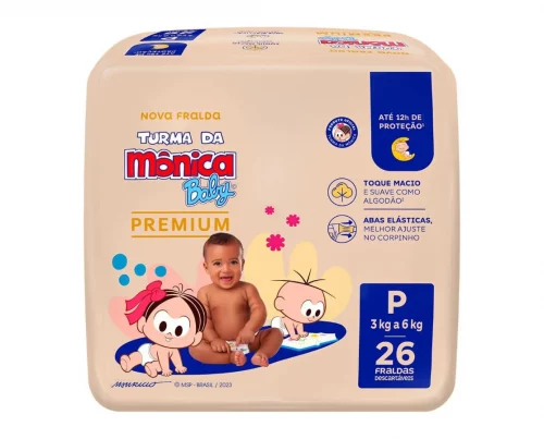 Turma da Mônica Baby Premium Jumbo P 26 Unidades