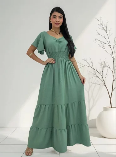 Vestido Longo Feminino De Manguinhas Multiuso De Luxo