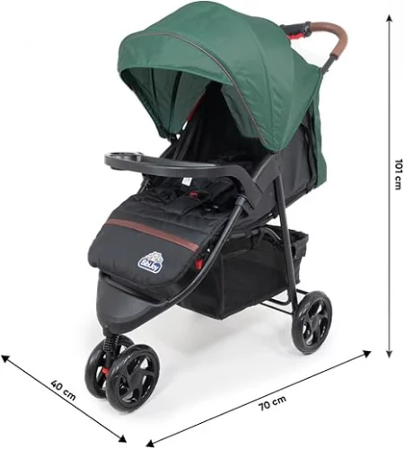 💚 32%off -Carrinho de Bebê 3 Rodas Confort Até 15 Kg Bibi Joy (Verde) Leve, Dobrável, Estrutura em Aço, Cinto de Segurança, Confortável, Fácil Transporte, Ideal para Passeios e Viagens