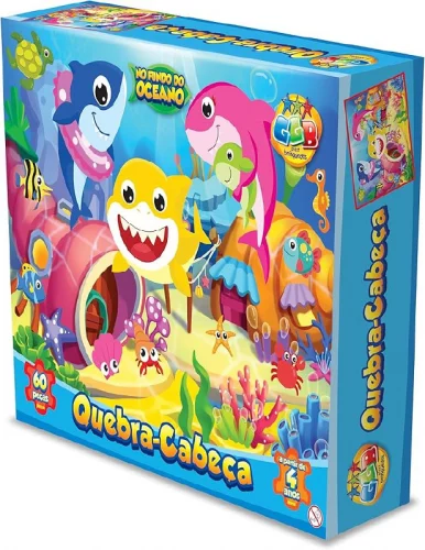 💚 43%off - Quebra Cabeça 60 Peças No Fundo do Oceano GGB Plast