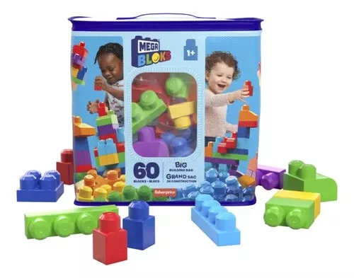 Bolsa de construção Mega Bloks, 60 peças, versão azul para personagens