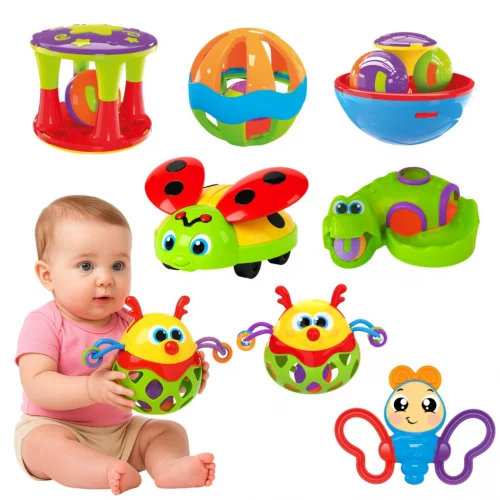 🛍️Brinquedos Educativos para Bebes Chocalho Conjunto de Atividades Didatico Colorido