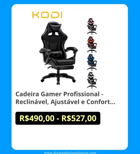 🛍Cadeira Gamer Profissional - Reclinável, Ajustável e Confortável para Escritório e Estudos-F19