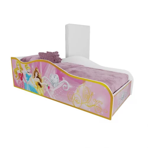Cama Infantil Princesas com Colchão Meninas Castelo Encantada Rosa Criança Proteção Quarto Temático