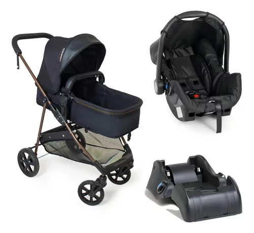 Carrinho Bebê Conforto Moisés Napoli Travel System Galzerano Cor Preto