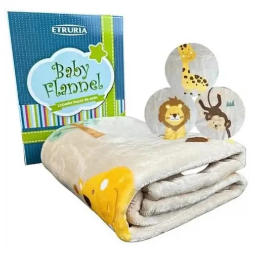 Cobertor Manta Baby Infantil Flannel Etruria Toque de Seda Safari Kim