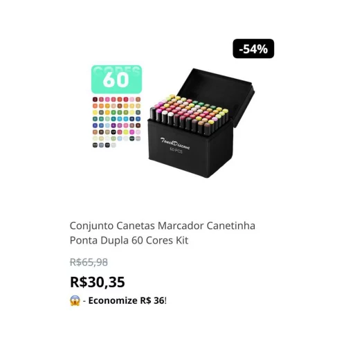 Conjunto Canetas Marcador Canetinha Ponta Dupla 60 Cores Kit
