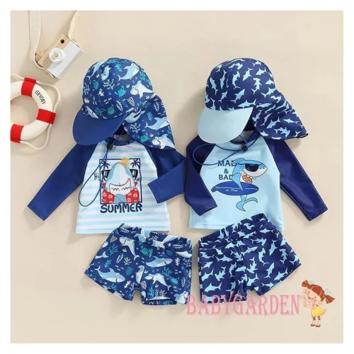Conjunto de 3pcs banho bebês meninos