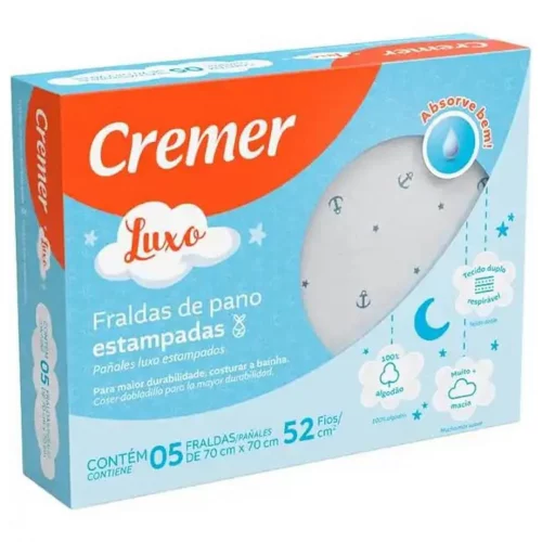 Cremer Fralda Luxo Estampa Masculina Pc Com 5 Unidades  Embalagem Pode Variar
