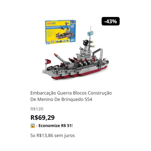 Embarcação Guerra Blocos Construção De Menino De Brinquedo 554