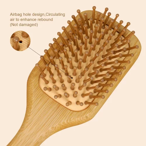 Escova De Cabelo De Bambu Natureza Antiestática De Madeira Couro Cabeludo Massagem Pente Almofada De Ar Ferramentas De E