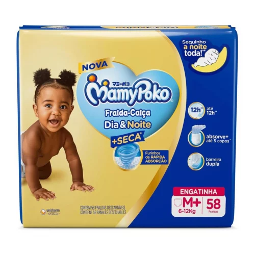 Fralda-Calça MamyPoko Dia&Noite M 58 Unidades