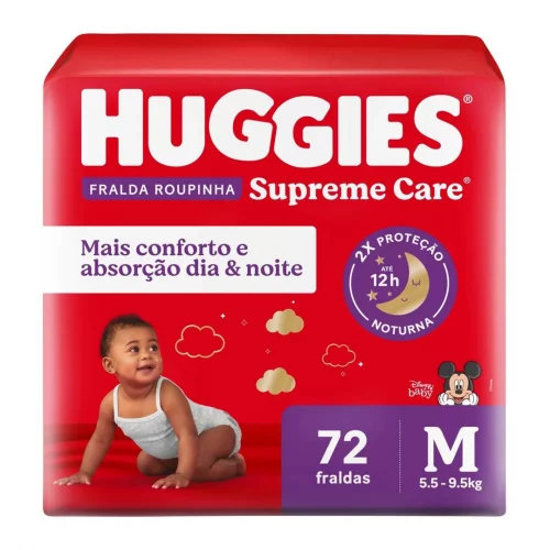 Fralda Huggies Supreme Care Roupinha M 72 unidades