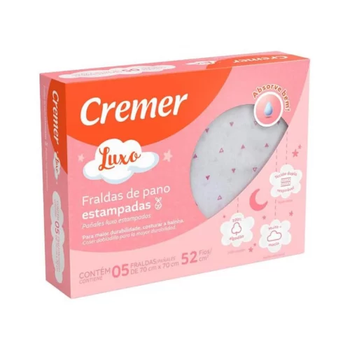 Fralda Luxo Estampa Cremer - 5 Unidades (70cmx70cm)