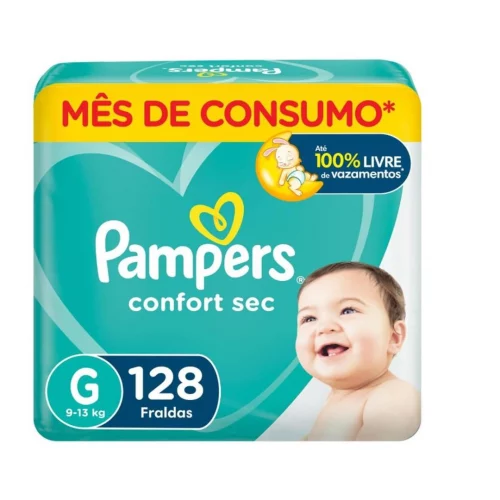 Fralda Pampers Confort Sec G 128 unidades