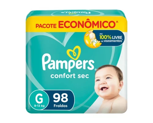 Fralda Pampers Confort Sec G 98 unidades