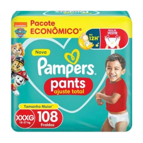 Fralda Pampers Pants Ajuste Total XXXG com 108 Unidades