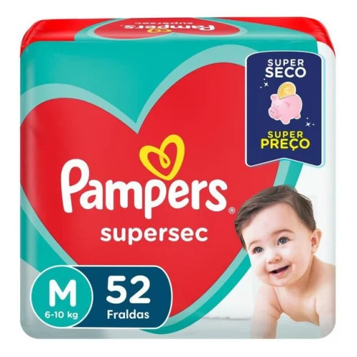 🛍️Fralda Pampers Supersec M 52 Unidades